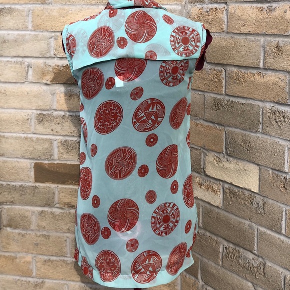 Asos Sheer Sleeveless Medallion Tie Front Blouse 2 - Picture 2 of 5